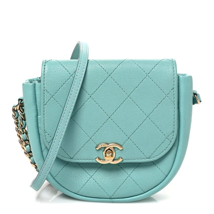Chanel Goatskin Stitched Casual Trip Messenger Flap Light Blue 1 of 10