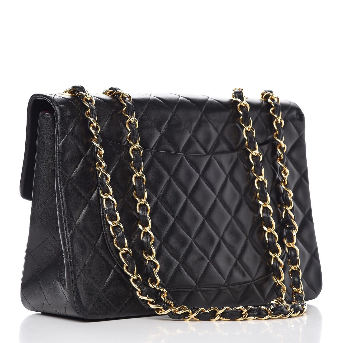 Lambskin Quilted XL Jumbo Single Flap Black