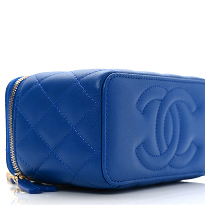 Chanel Lambskin Quilted Pearl Crush Small Vanity Case With Chain Blue 7 of 9