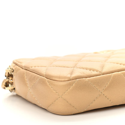 Chanel Metallic Lambskin Quilted Graffiti Small Clutch With Chain Gold 8 of 9