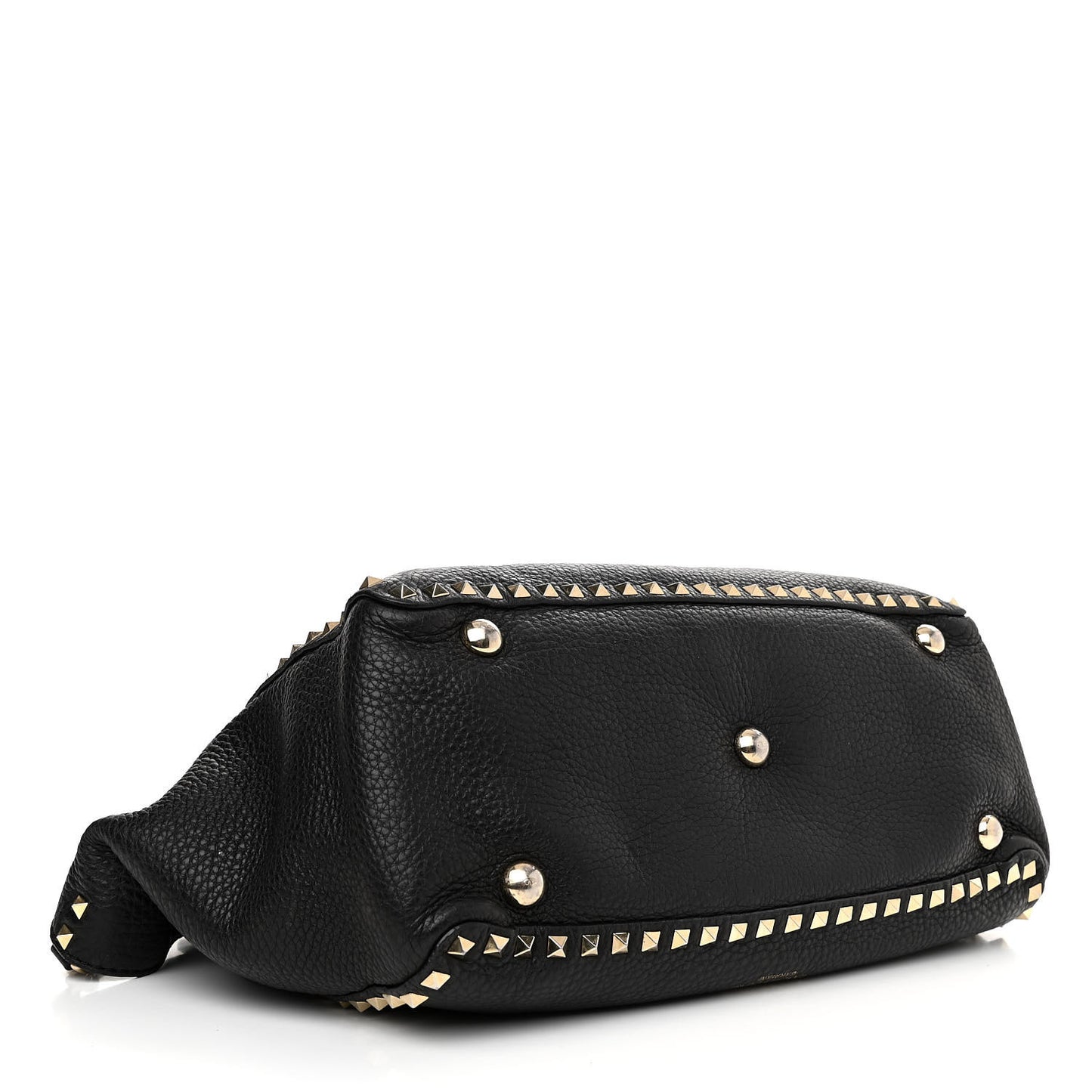 Pebbled Calfskin Medium Rockstud Tote Black