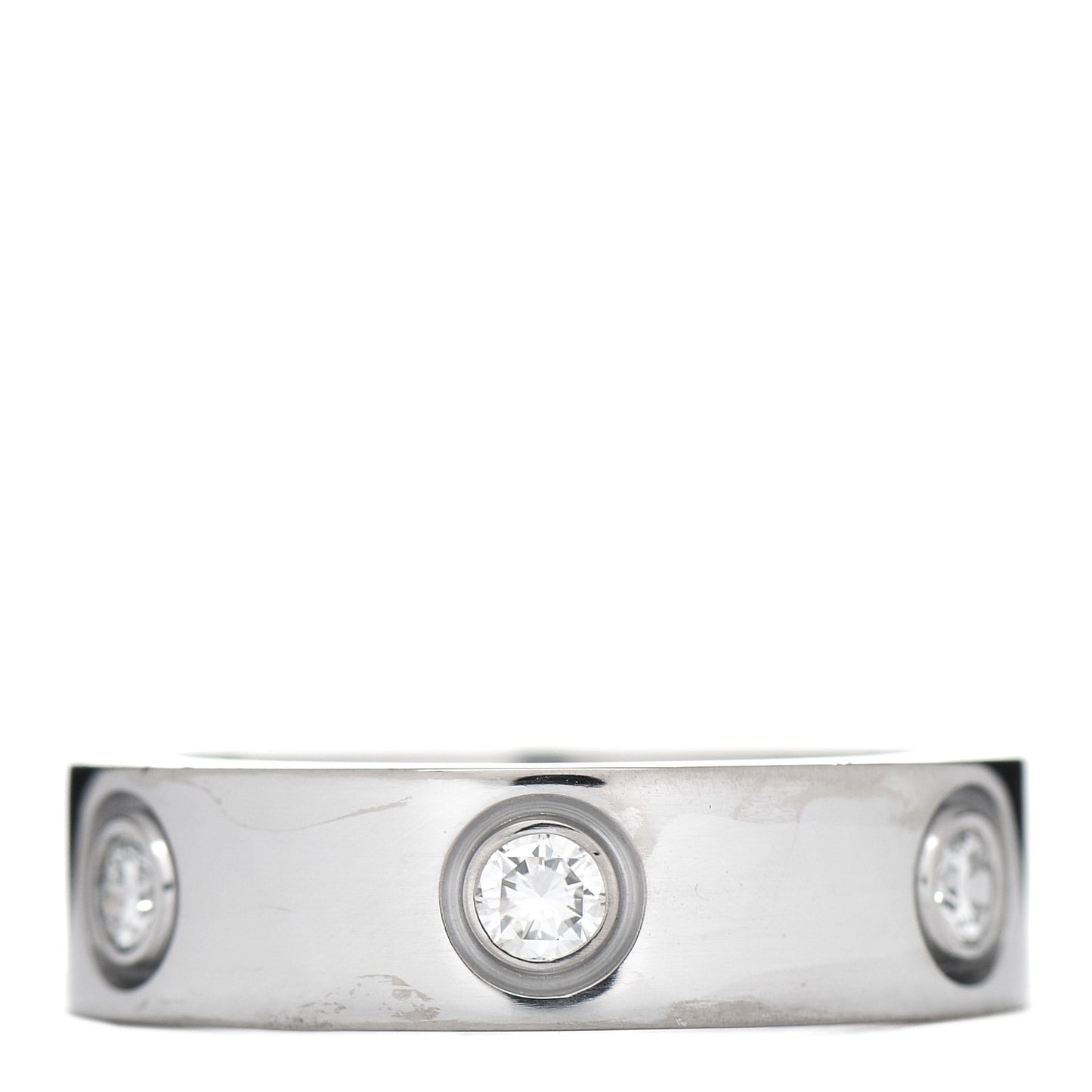18K White Gold 6 Diamond 5.5mm LOVE Ring 52 6