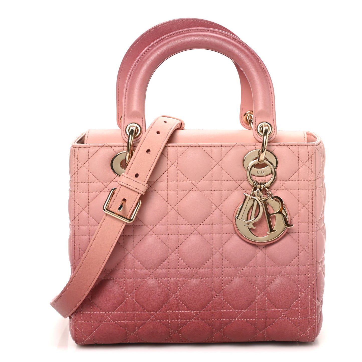 Lambskin Cannage Gradient Medium Lady Dior Pink