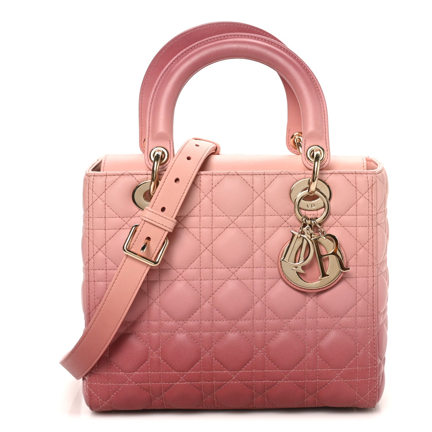 Christian Dior Lambskin Cannage Gradient Medium Lady Dior Pink 1 of 10