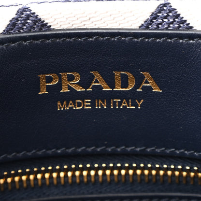 Prada Jacquard Triangolo Symbole Embroidered Tote Navy 7 of 11