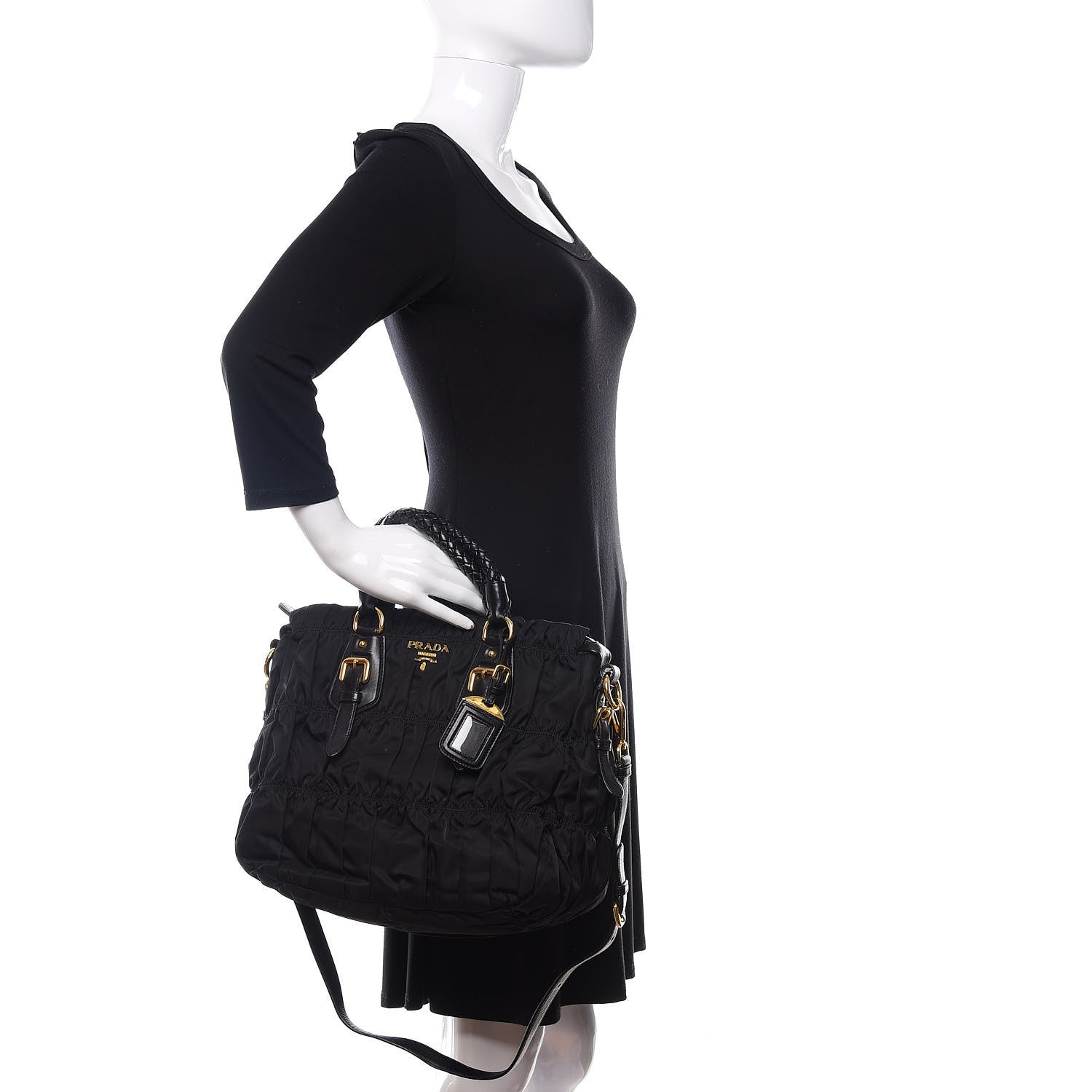 Prada Tessuto Nylon Gaufre Tote Black 3 of 10