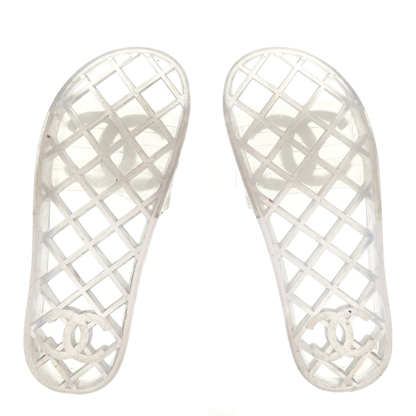 PVC Transparent CC Flat Slide Sandals White