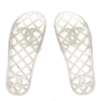 Chanel PVC Transparent CC Flat Slide Sandals White 6 of 9