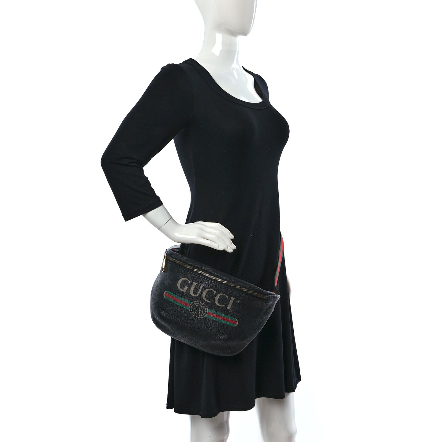 Grained Calfskin Logo Belt Bag Black