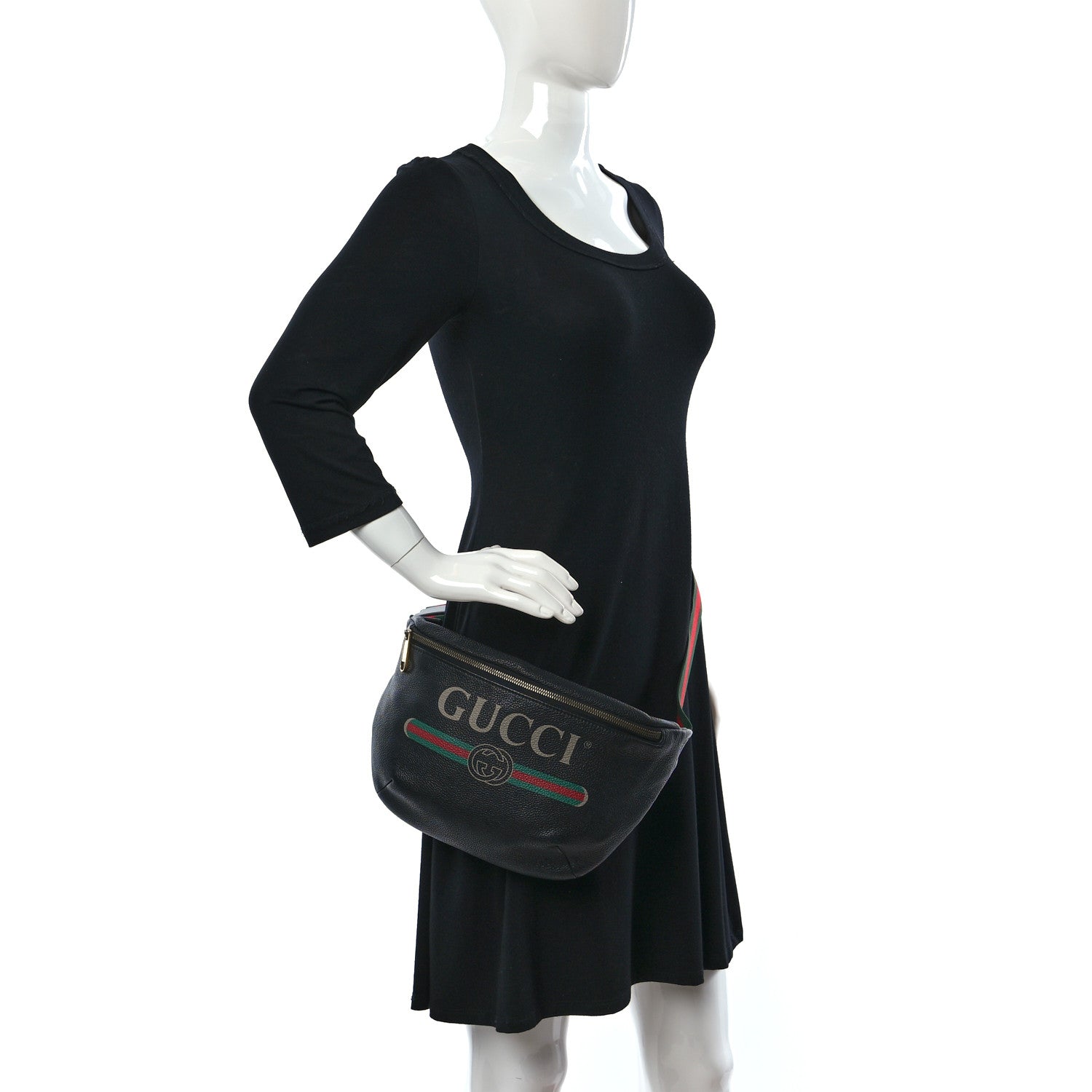 Gucci Grained Calfskin Logo Belt Bag Black 3 of 10
