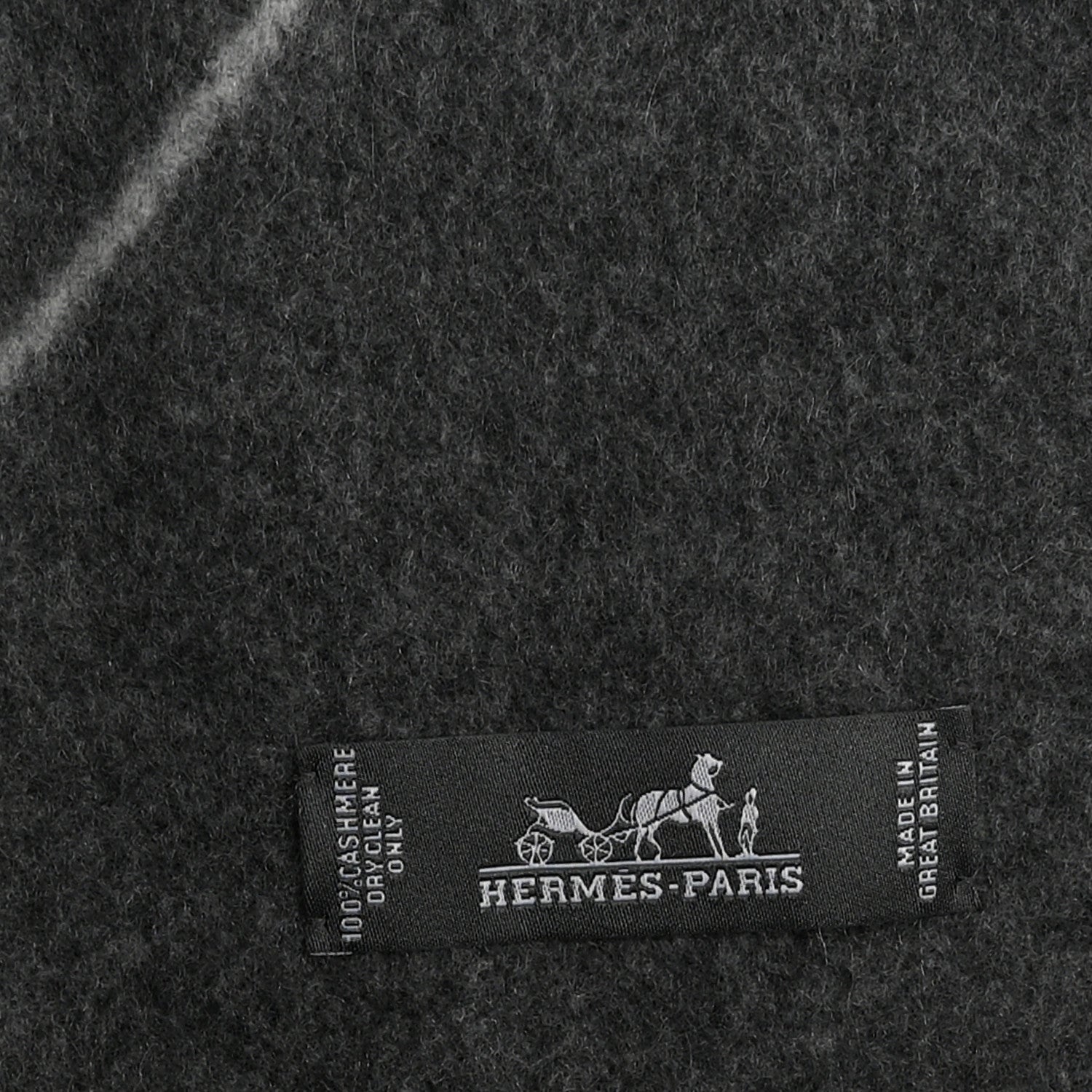 Hermes Cashmere Casaque Entrelacs Equestres Muffler Anthracite Gris Clair 3 of 4