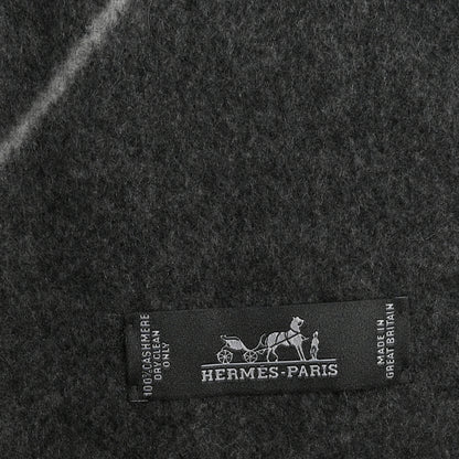 Hermes Cashmere Casaque Entrelacs Equestres Muffler Anthracite Gris Clair 3 of 4