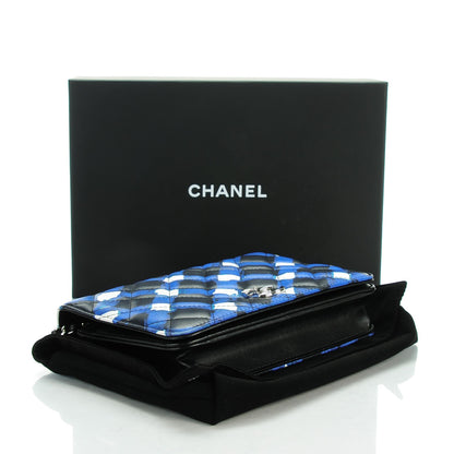 Chanel Printed Lambskin Airlines Wallet On Chain WOC White Blue Black 4 of 7