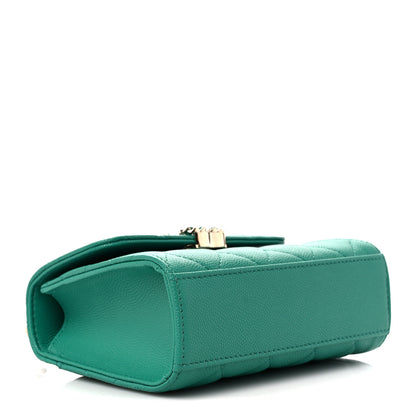 Chanel Caviar Quilted Double Chain Top Handle Flap With Chain Green 4 of 10