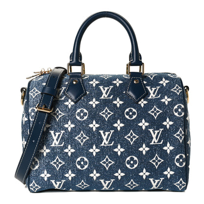 Louis Vuitton Monogram Jacquard Denim Speedy Bandouliere 25 Bleu 1 of 12