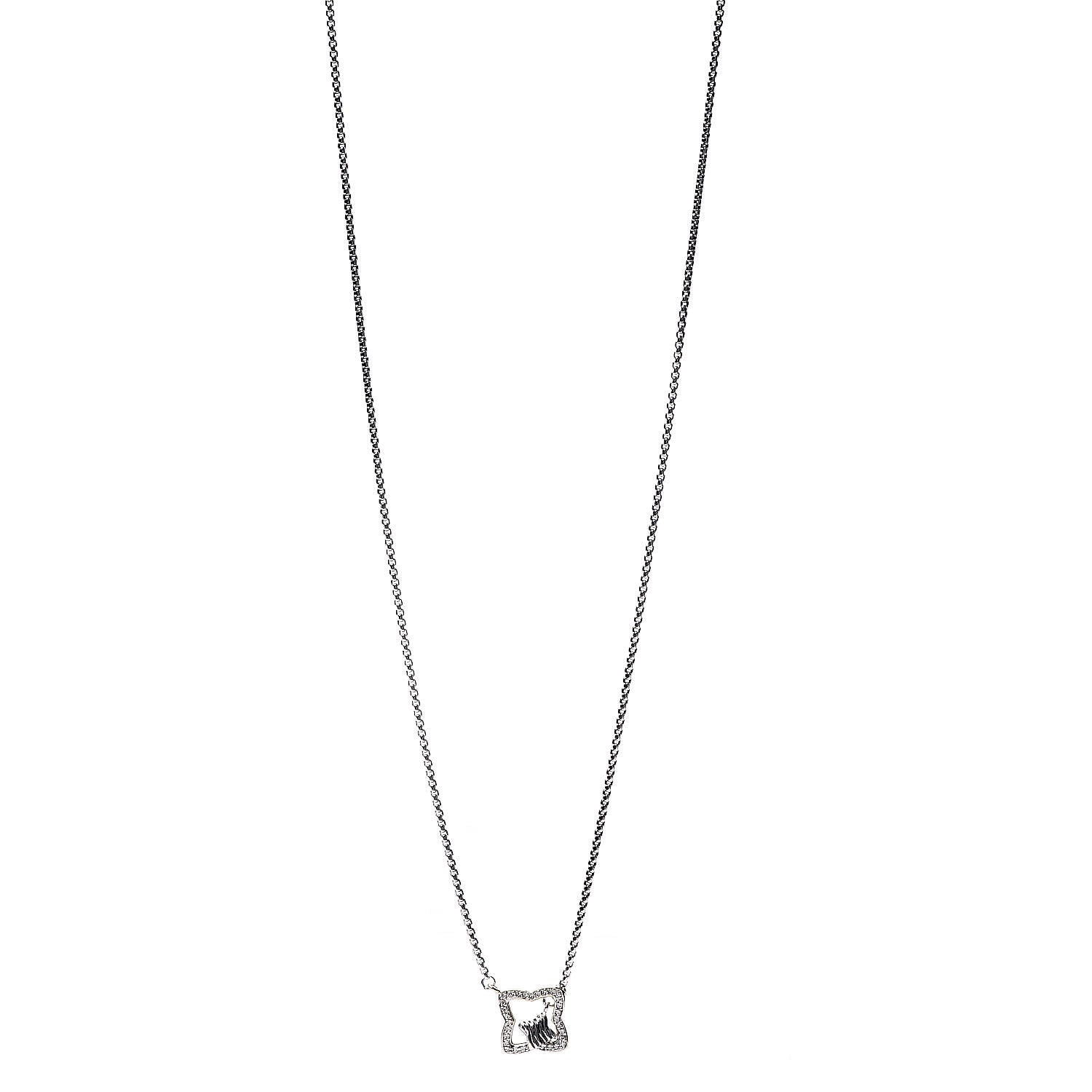 David Yurman Sterling Silver 18K Yellow Gold Diamond Quatrefoil Pendant Necklace 1 of 6