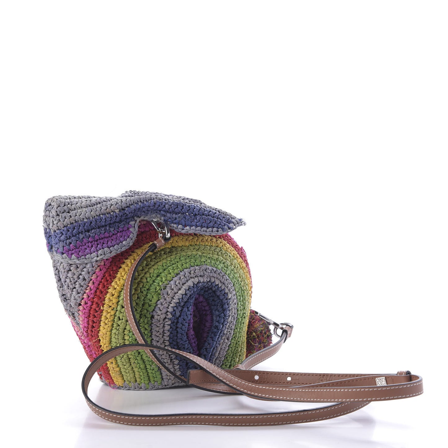 Raffia Rainbow Mini Bunny Crossbody Bag Tan