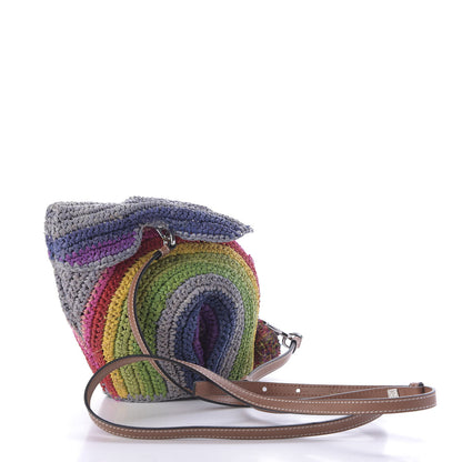Loewe Raffia Rainbow Mini Bunny Crossbody Bag Tan 3 of 8