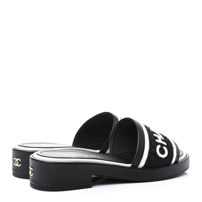 Chanel Lambskin Embroidered CC Mule Sandal 36 Black White 4 of 8