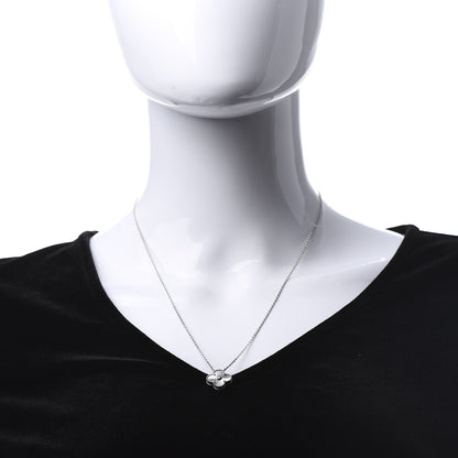 Van Cleef & Arpels 18K White Gold Diamond Guilloche Vintage Alhambra Pendant Necklace 2 of 7