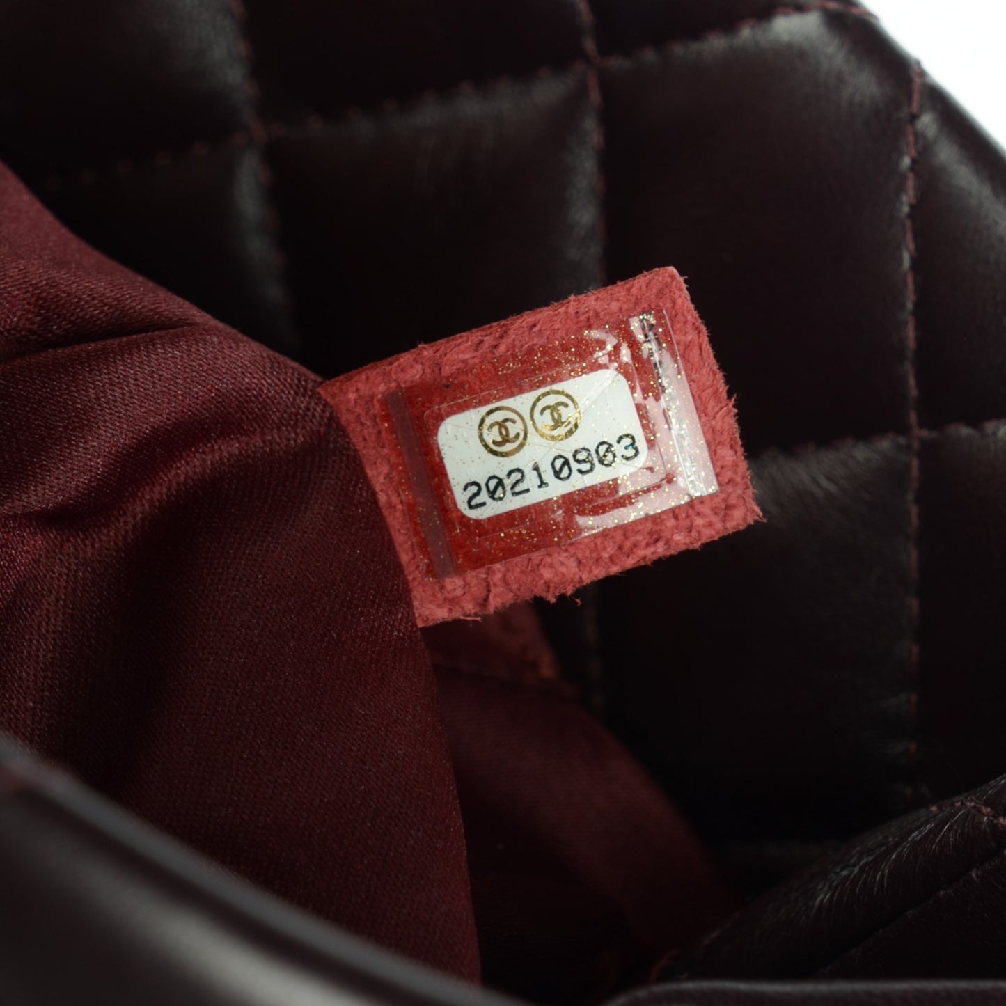 Lambskin Quilted Small Coco Loop Tote Burgundy