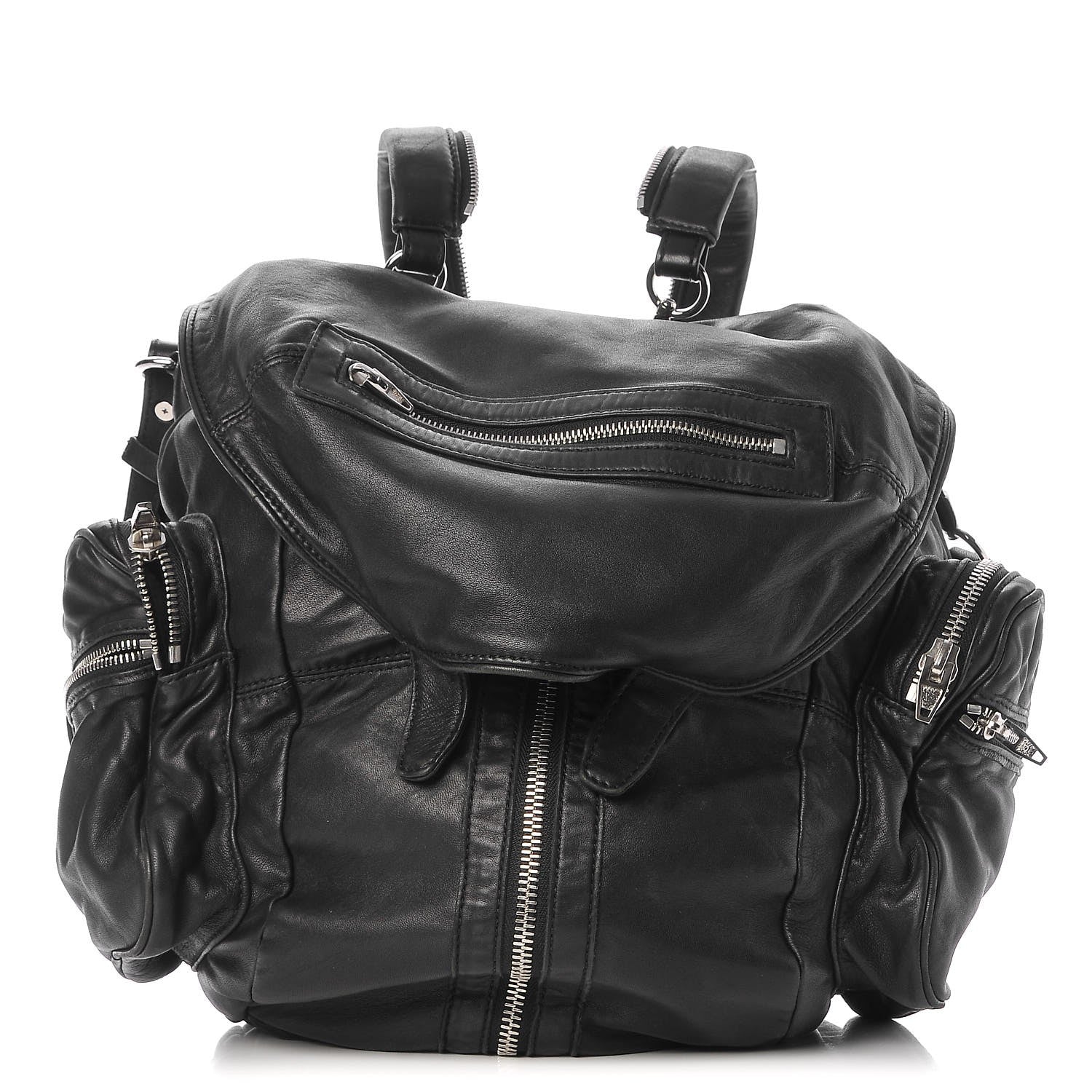 Alexander Wang Lambskin Marti Backpack Bag Washed Black Rhodium Hardware 1 of 9