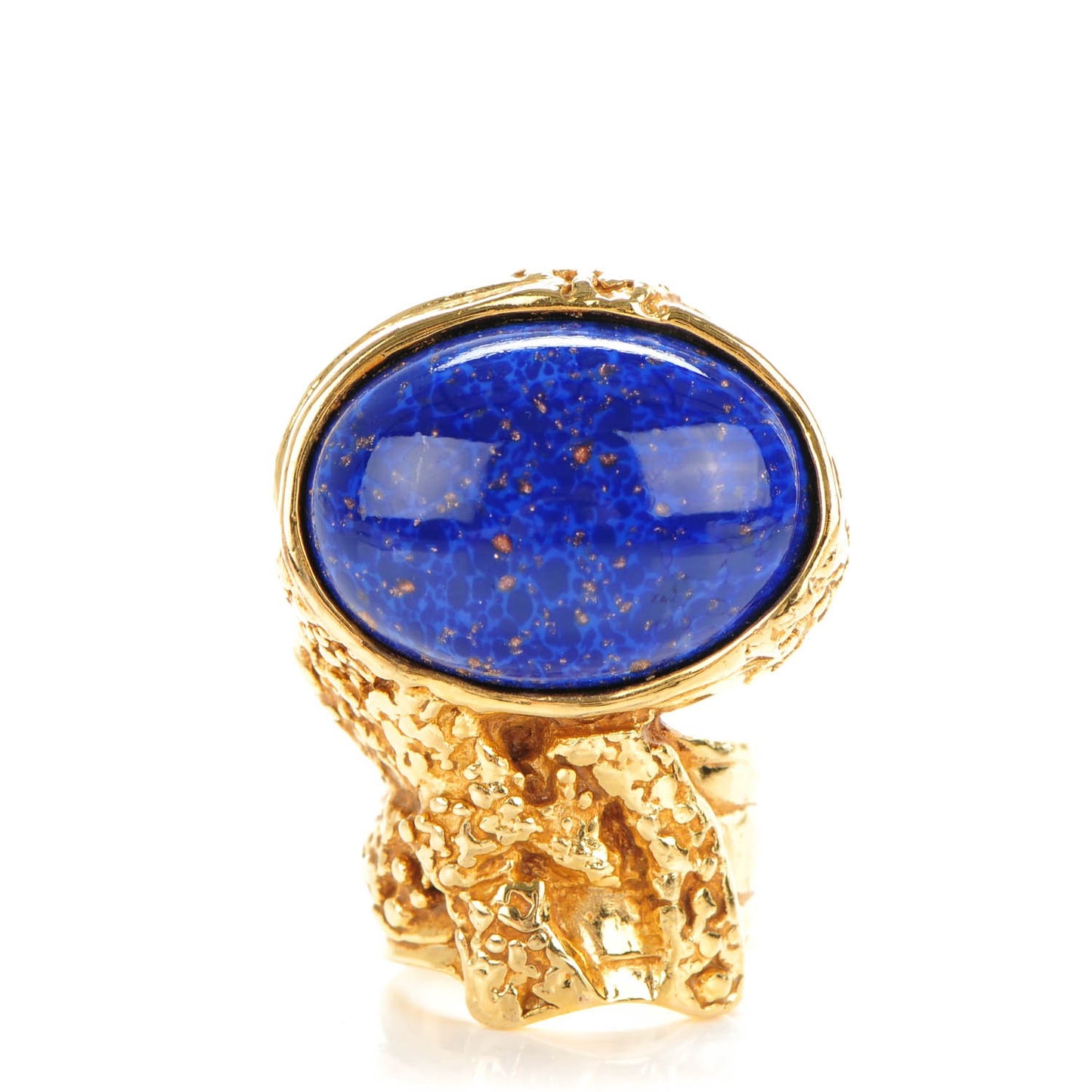 Glass Cabochon Arty Ovale Ring 5 Gold Lapis