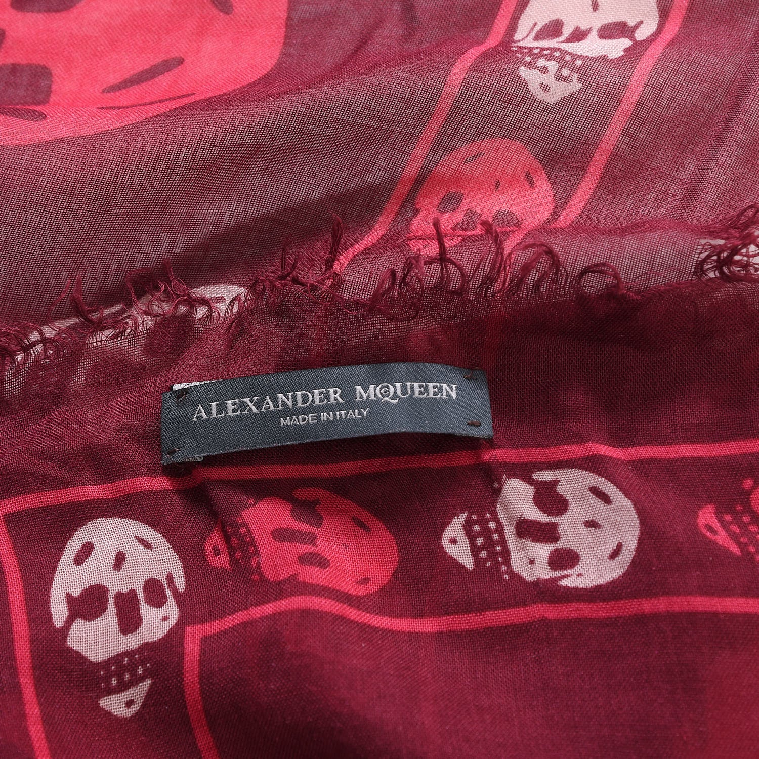 Alexander McQueen Modal Silk Skull Scarf Burgundy Pink 7 of 7