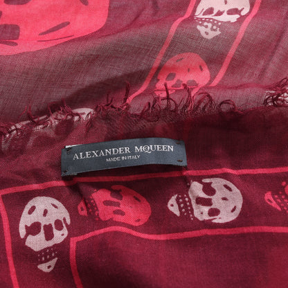 Alexander McQueen Modal Silk Skull Scarf Burgundy Pink 7 of 7