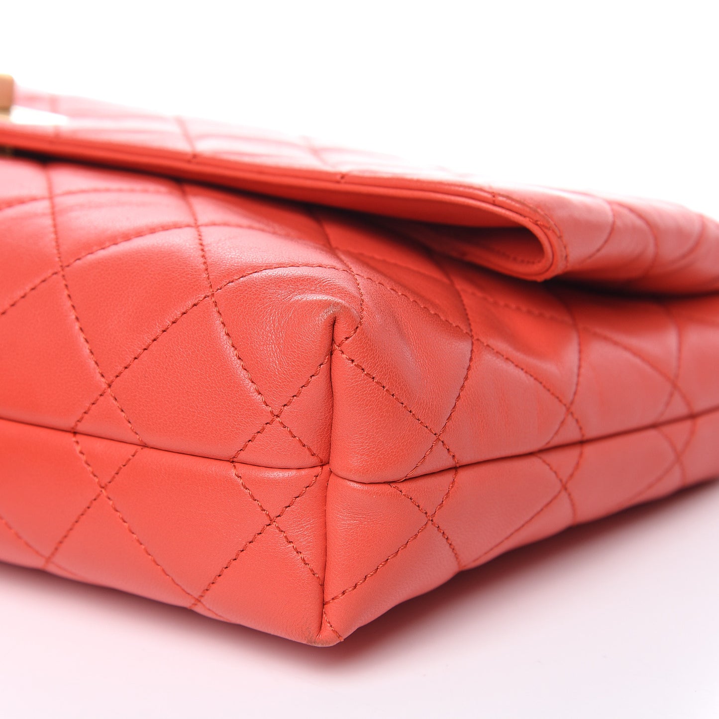 Lambskin Quilted Jumbo Mademoiselle Flap Red