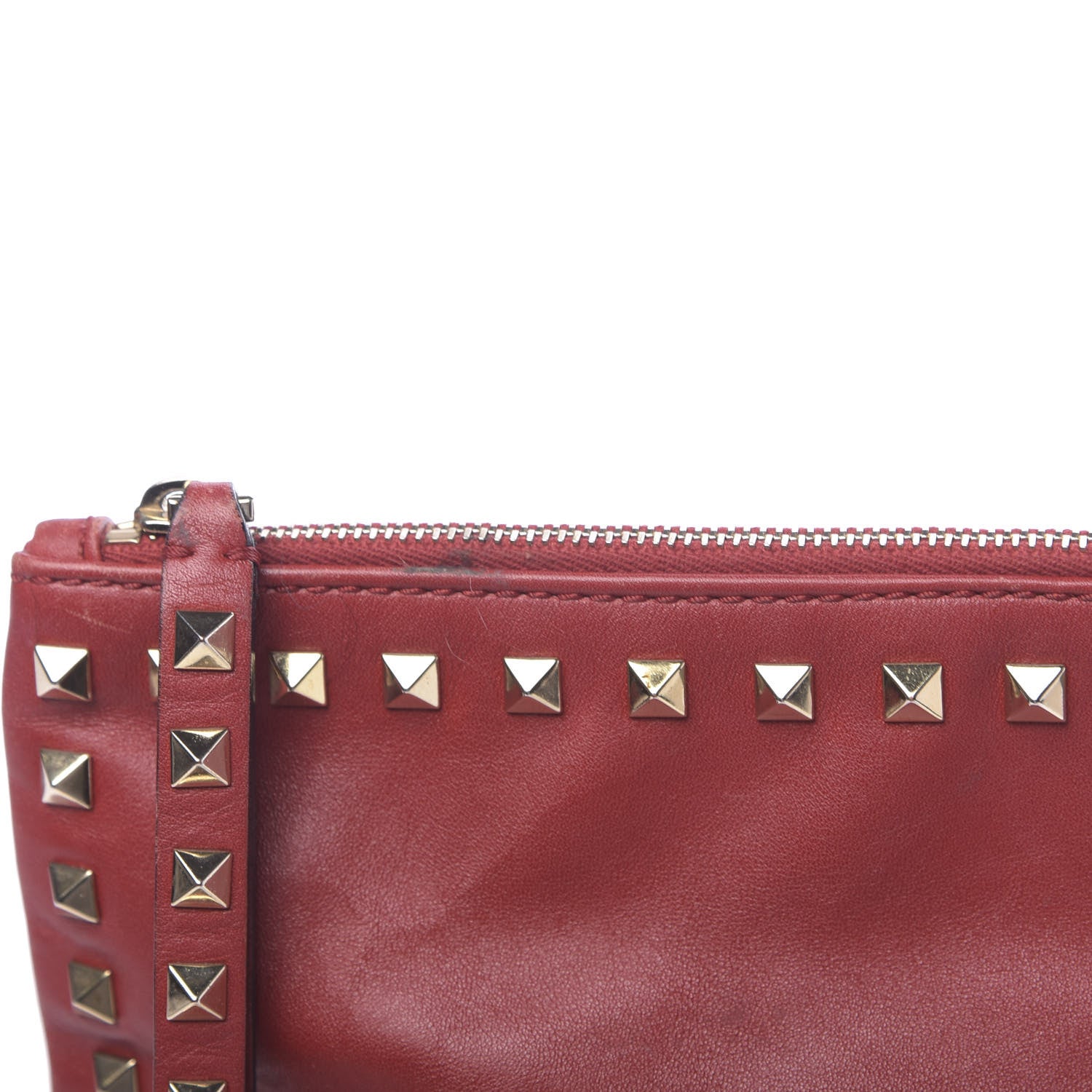 Valentino Garavani Vitello Large Rockstud Zip Wristlet Pouch Rosso Valentino 14 of 15