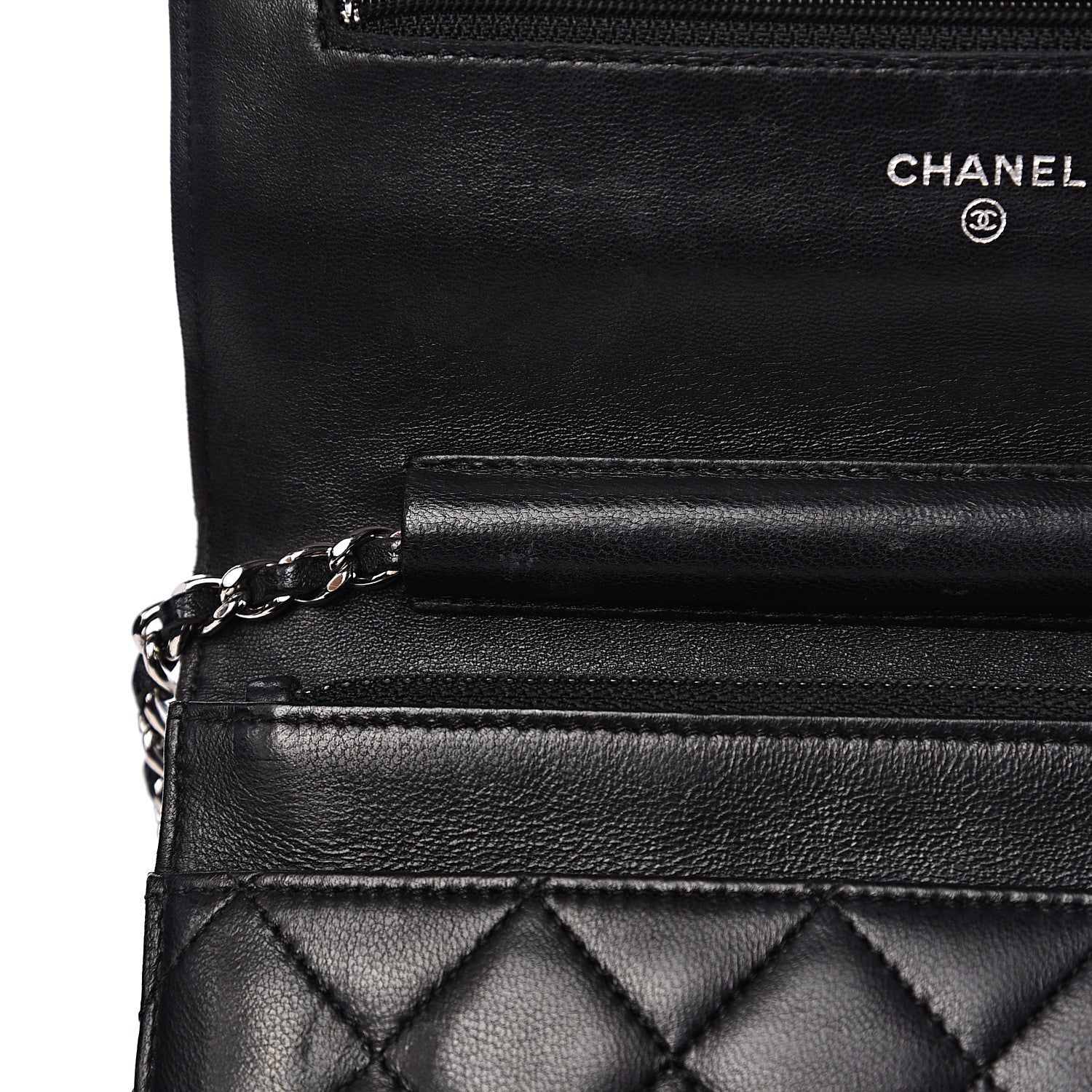 Chanel Lambskin Quilted Wallet On Chain WOC Black 10 of 17