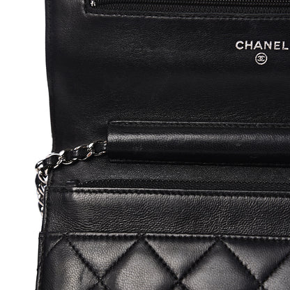 Chanel Lambskin Quilted Wallet On Chain WOC Black 10 of 17