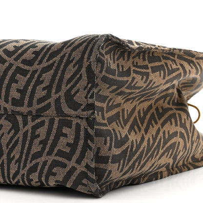 Fendi X SARAH COLEMAN Fabric Jacquard Vitello King FF Vertigo Shopping Tote Bag Tobacco Moro Black 10 of 11