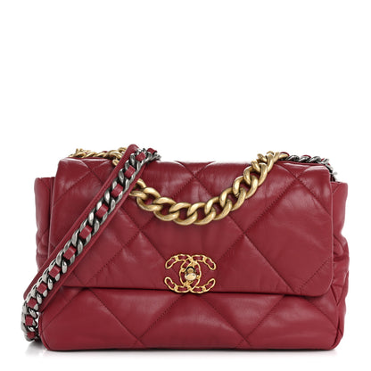 Chanel Goatskin Quilted Large Chanel 19 Flap Dark Pink 1 of 10