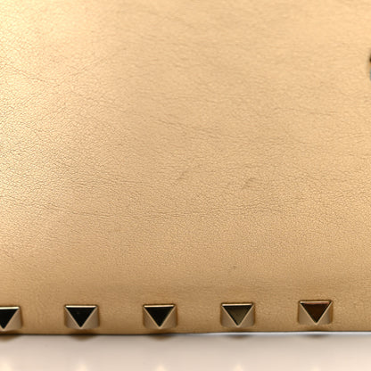 Valentino Garavani Metallic Calfskin Medium Rockstud Envelope Flat Wristlet Pouch Gold 8 of 11
