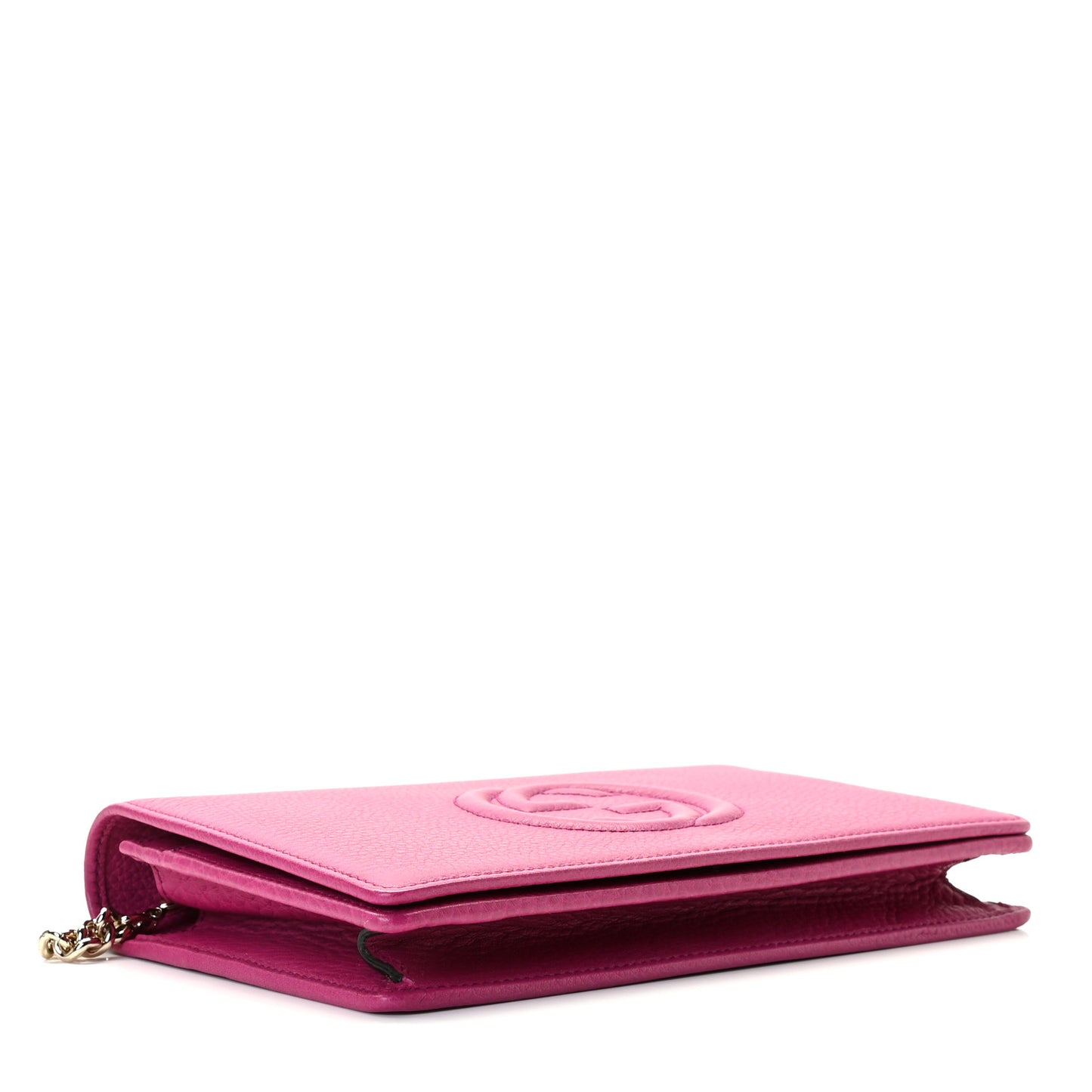 Pebbled Calfskin Soho Wallet on Chain Bright Bougainvillea
