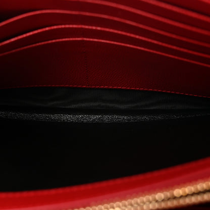 Saint Laurent Grain De Poudre Matelasse Chevron Monogram Chain Wallet Rouge Eros 5 of 9