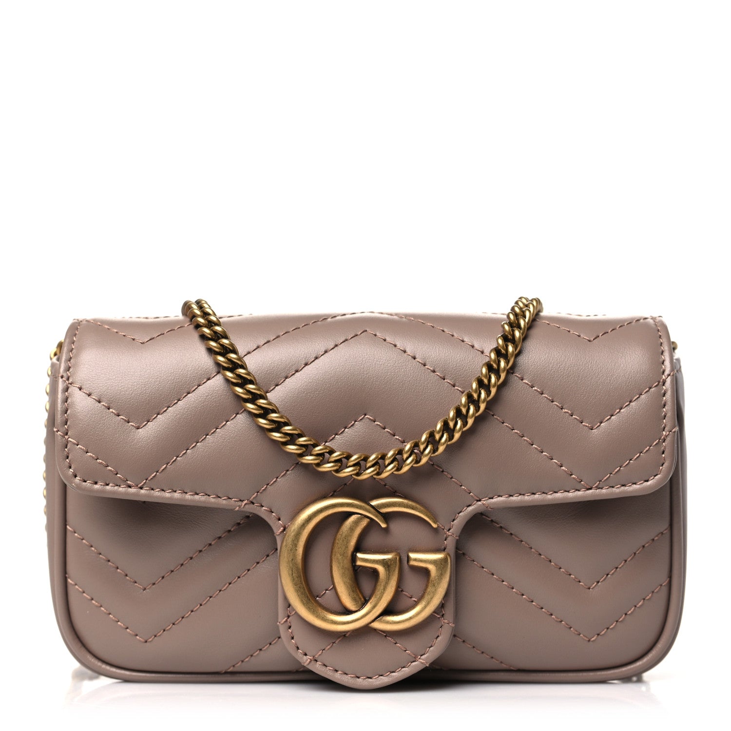 Gucci Calfskin Matelasse Super Mini GG Marmont Shoulder Bag Porcelain Rose 1 of 10