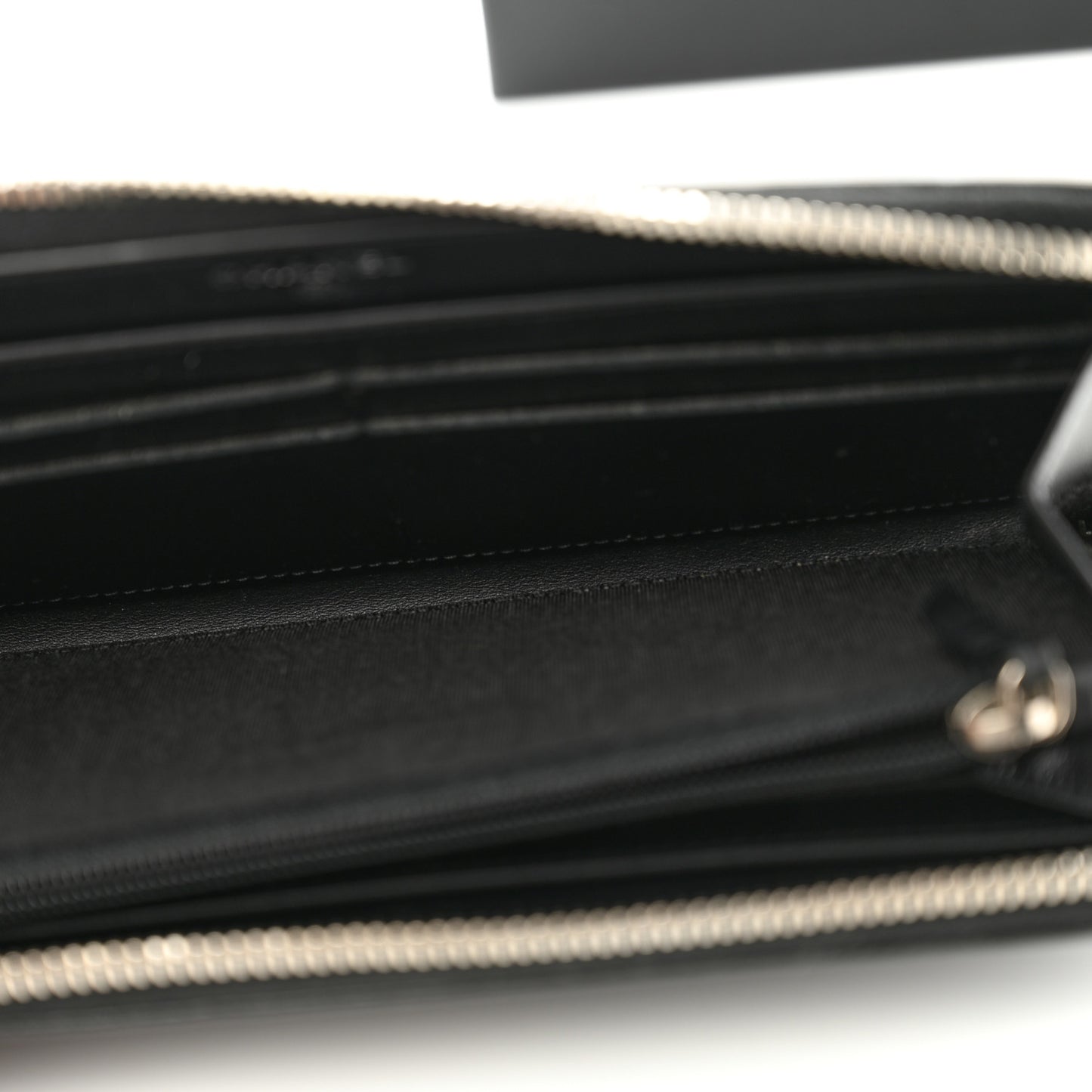 Caviar Patent Small CC Contour Zip Around Wallet Black