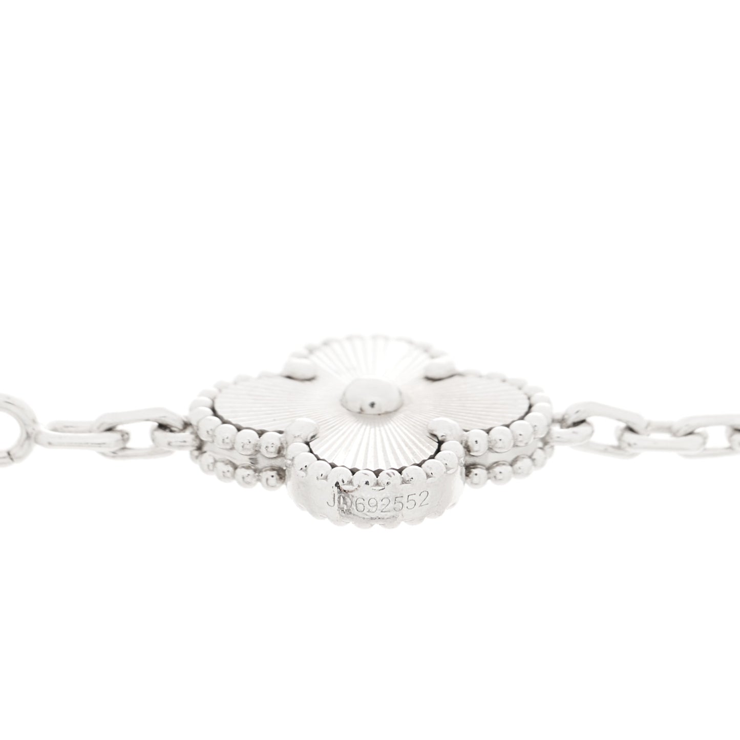 VAN CLEEF & ARPELS 18K White Gold 5 Motifs Guilloche Vintage Alhambra Bracelet