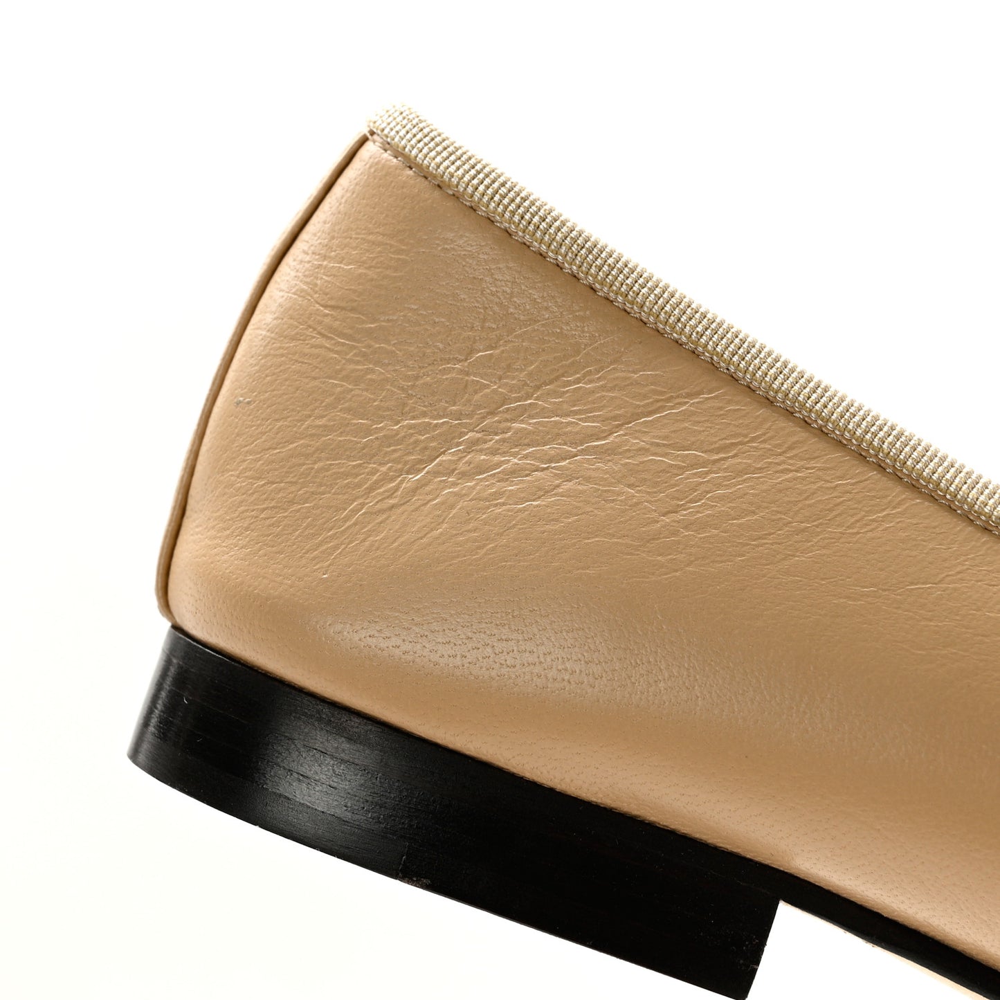 Lambskin Cap Toe CC Ballerina Flats 37.5 Beige Black