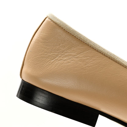 Chanel Lambskin Cap Toe CC Ballerina Flats 37.5 Beige Black 11 of 13