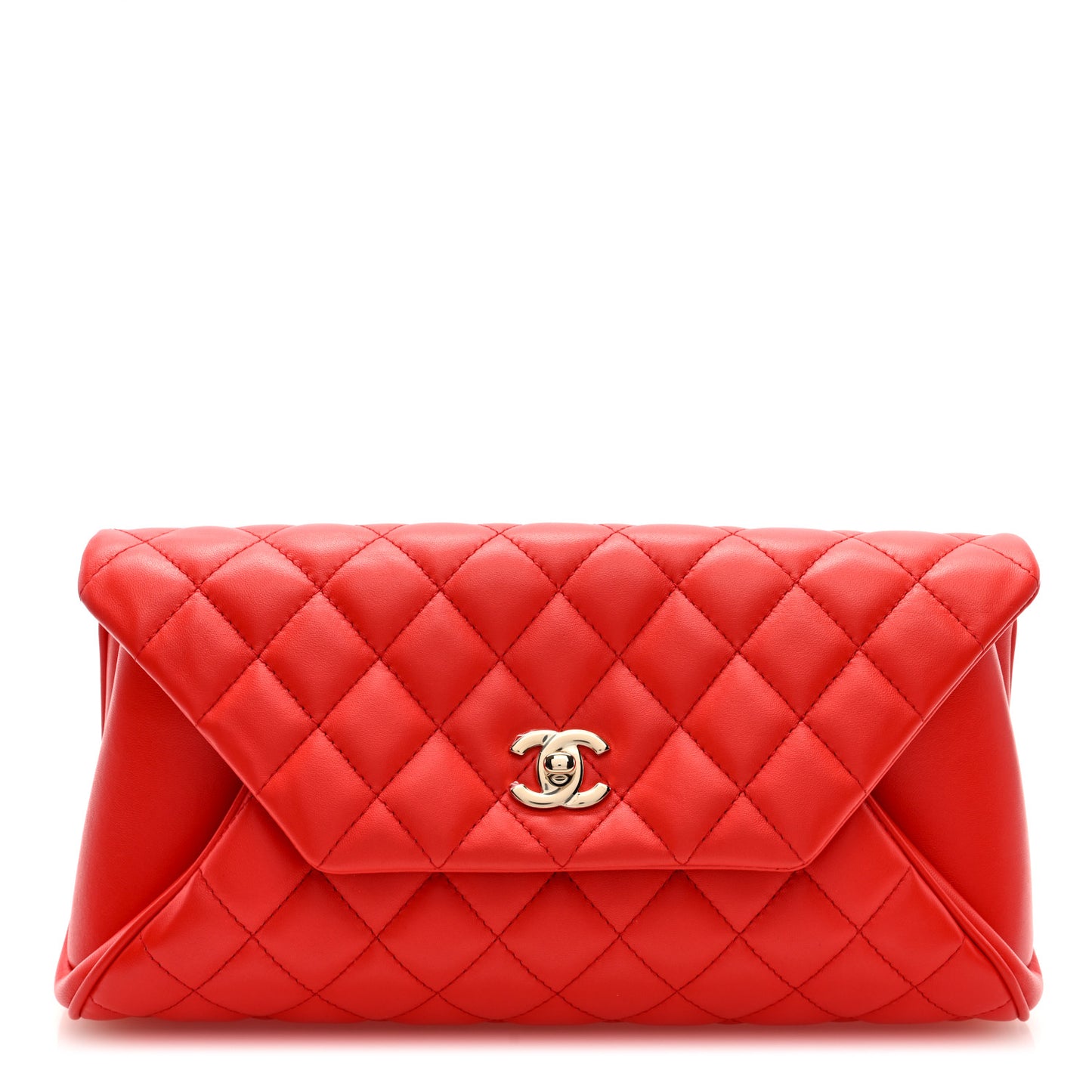 Lambskin Quilted Fold Up Again Clutch Red
