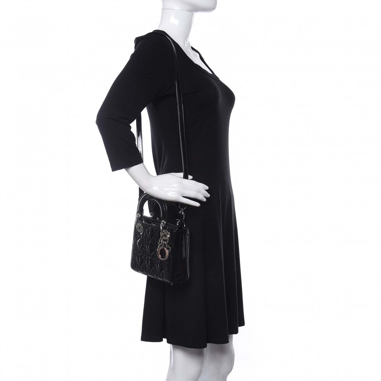 Patent Cannage Mini Lady Dior Black