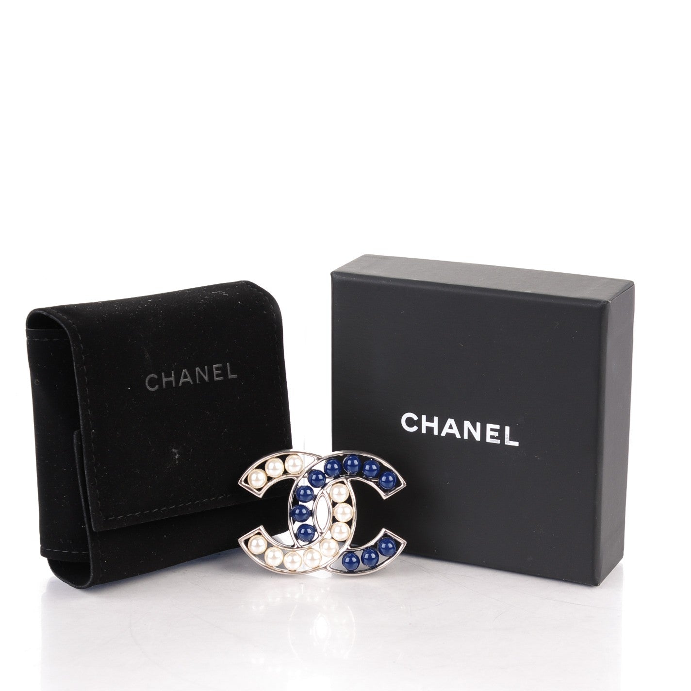 Chanel Pearl CC Brooch Blue Silver 5 of 5