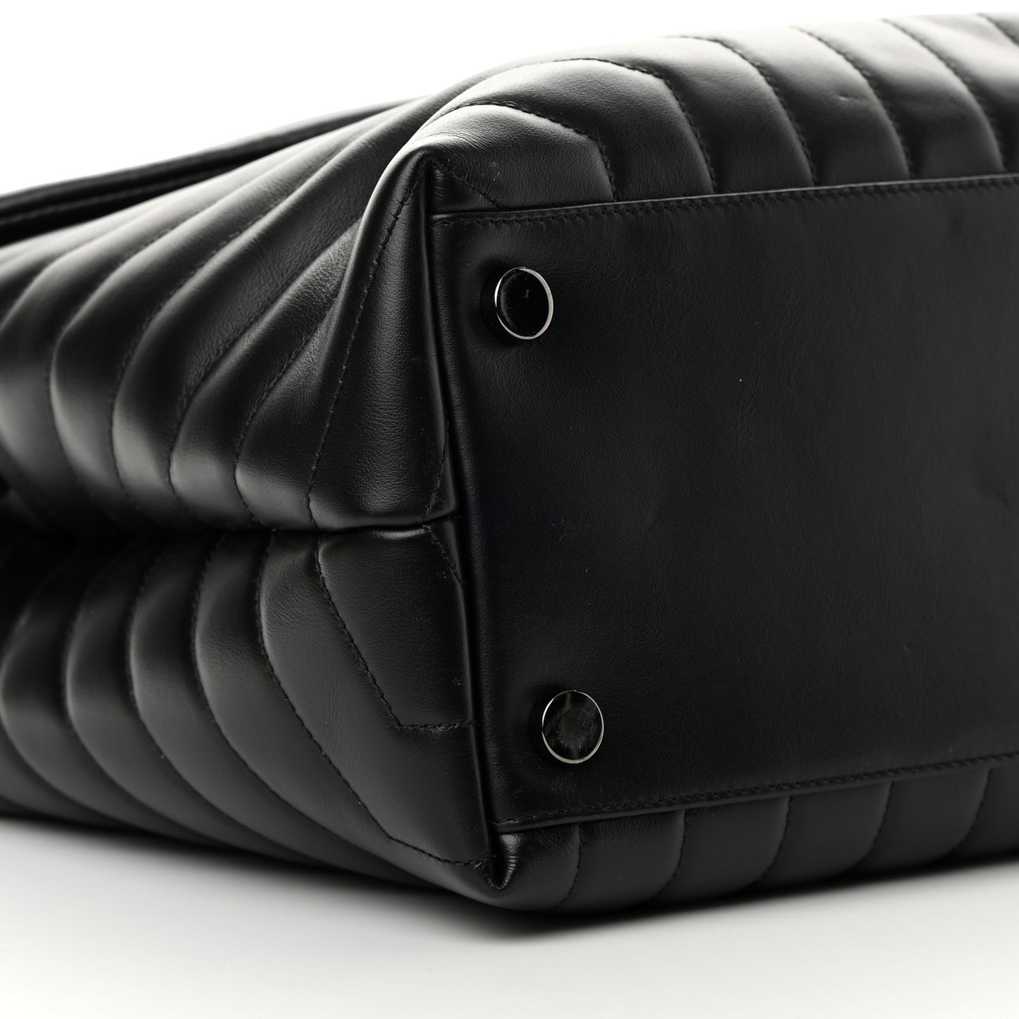 Calfskin Y Quilted Monogram Monochrome Large Loulou Chain Satchel Black