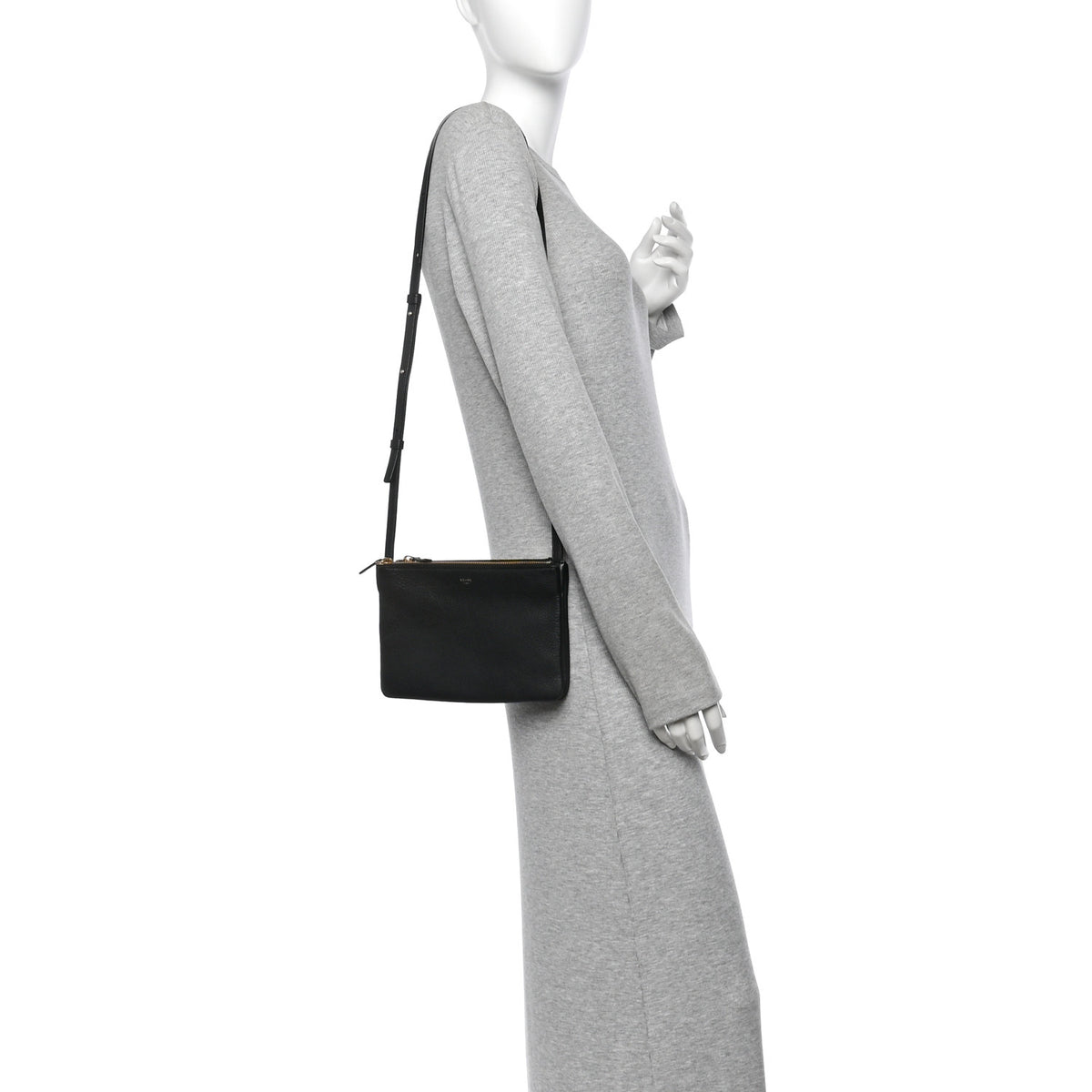 Goatskin Small Trio Crossbody Bag Black
