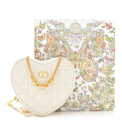 Christian Dior Calfskin Cannage Dioramour Caro Heart Pouch With Chain White 12 of 12