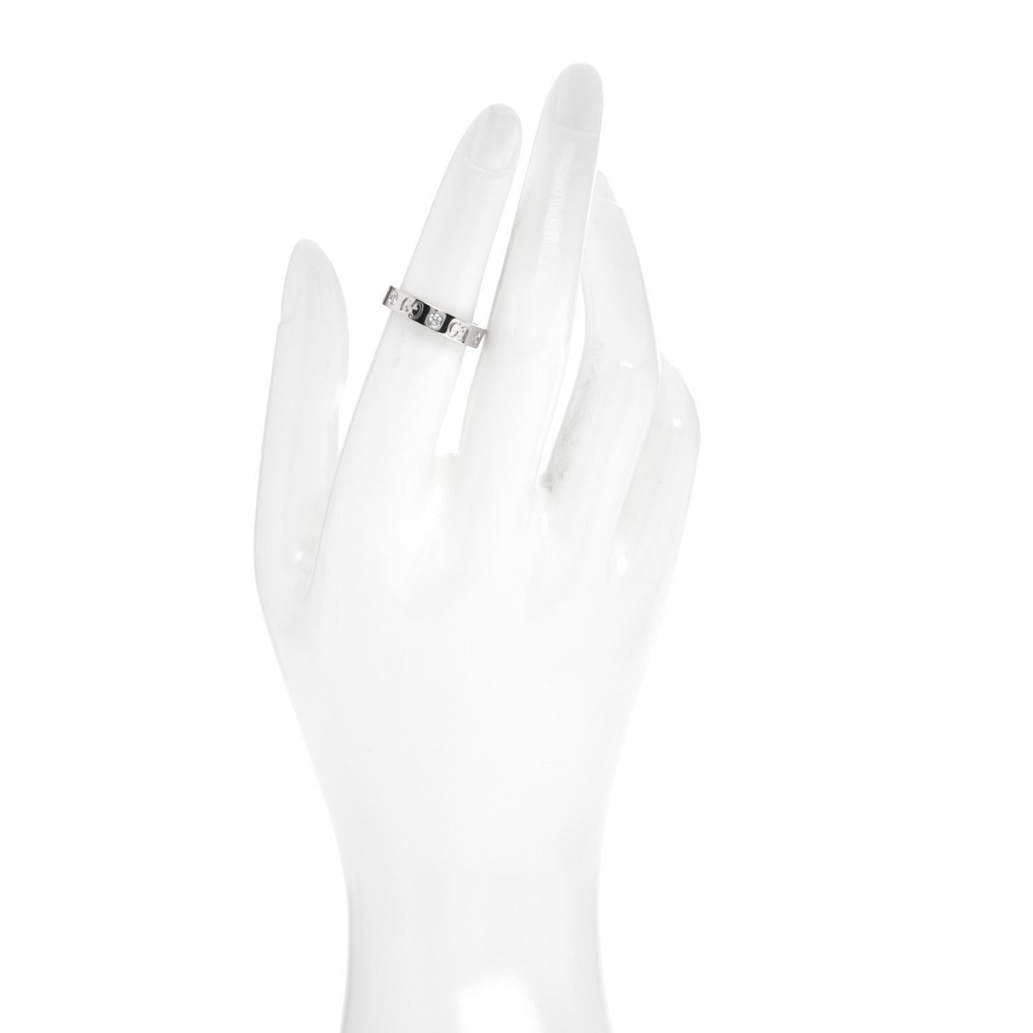 Gucci 18K White Gold Diamond Icon Band Ring 51 5.75 2 of 4